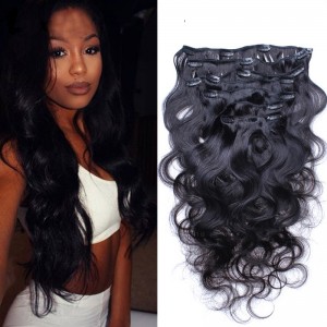 7A Brazilian Virgin Hair Clip In Human Hair Extensions 7pcs Body Wave Clip In Hair Extensions 120G Human Hair Clip In Extensions