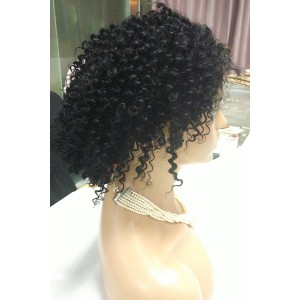 Color #1 Kinky Curly Lace Front Wig Brazilain Virgin Hair