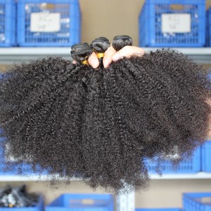 Indian Virgin Hair Natural Color Afro Kinky Curly Hair Weave 3 Bundles