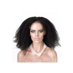 Natural Color Unprocessed Peruvian Virgin 100% Human Hair Afro Kinky Curly Full Lace Wigs