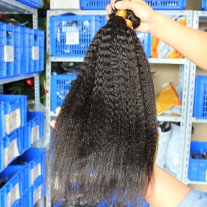 Indian Virgin Human Hair Extensions Weave Kinky Straight 4 Bundles Natural Color