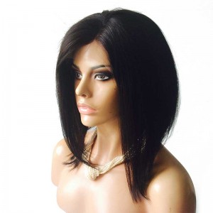 250% Density Short Straight Human Hair Bob Wig For Women Natural Color