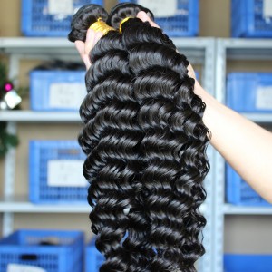 Deep Wave Unprocessed Mongolian Virgin Human Hair Weave 3 Bundles Natural Color 