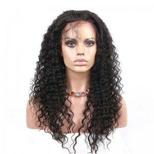 Natural Color Unprocessed Indian Virgin 100% Human Hair Deep Wave Full Lace Human Hair Wigs