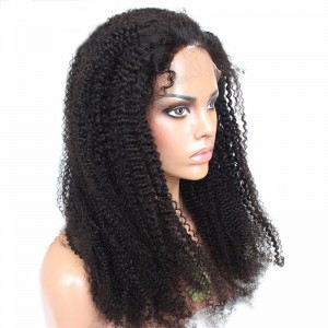 Kinky Curly Lace Front Ponytail Wigs with Baby Hair Pre-Plucked Natural Hair Line 150% Density wigs