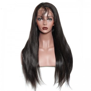 Natural Color Unprocessed Brazilian Virgin 100% Human Hair Silky Straight Full Lace Wigs