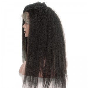 Kinky Straight Full Lace Wig 250% High Density Italian Coarse Yaki Full Lace Human Hair Wigs For Black Women