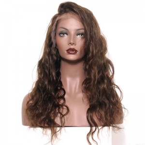 Full Lace Human Hair Wigs 250% Density Wig with Baby Hair #4 color Pre-Plucked Natural Hair Line Body Wave