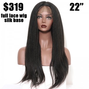 Full Lace Human Hair Wigs with Silk Base natural Black Color 22'' in stock 72 Hour Delivery