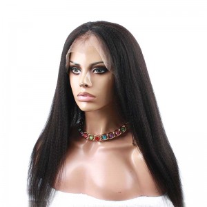 Brazilian Virgin Hair Italian Yaki Lace Front Human Hair Wigs Natural Color 