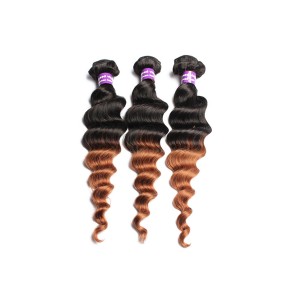 Ombre Hair Weave Color 1b/#30 Loose Wave Virgin Human Hair 3 Bundles