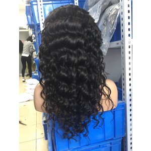 Loose Wave Peruvian Virgin Human Hair Glueless Full Lace Wigs Natural Color