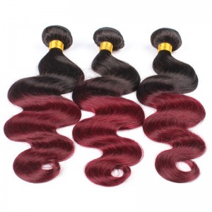 1B/Burgundy Color Body Wave Unprocessed Brazilian Virgin Human Hair Weave 3 Bundles