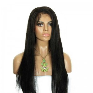 Natural Color Silk Straight 100% Brazilian Virgin Human Hair Wig Lace Front Wigs