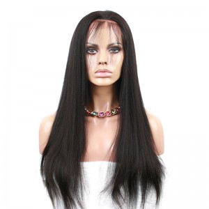 Natural Color Light Yaki Brazilian Virgin Hair Lace Front Human Hair Wigs