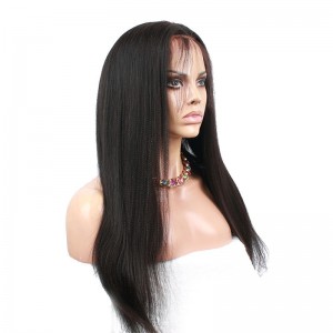 Malaysian Virgin Hair Light Yaki Lace Front Human Hair Wigs Natural Color