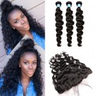 13x4 Lace Frontal Closure With Bundles 8A Brazilian Virgin Hair With Frontal Closure Bundle Loose Curly Wave Lace Frontal Weave