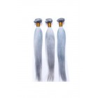 Color Platinum Grey Brazilian Virgin Hair Silky Straight Hair Weave 3 Buddles