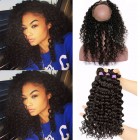360 Lace Frontal Band Brazilian Virgin Hair Deep Wave 360 Circle Lace Frontal With Two Bundles