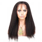 Natural Color Kinky Straight Brazilian Virgin Human Hair Full Lace Wigs
