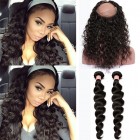 360 Lace Frontal Closure With 2 Bundles Loose Wave Brazilian Virgin Hair 360 Lace Band
