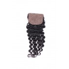 Natural Color Deep Wave Brazilian Virgin Hair Silk Base Closure 4x4inches