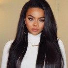  Silk Straight Peruvian Virgin Human Hair Glueless Full Lace Wigs Natural Color