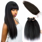 Brazilian Virgin Hair with Closure Kinky Straight 3 Bundles with 1 closure Natural Color Half Price