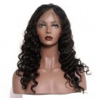 Peruvian Loose Wave Lace Front Ponytail Wigs 150% Density wigs No Shedding No Tangle Pre-Plucked Natural Hair Line 