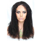 Natural Color Indian Remy Human Hair Wigs Afro Kinky Curly Silk Top Lace Wigs
