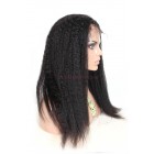 Natural Color Indian Remy Human Hair Wigs Kinky Straight Silk Top Lace Wigs