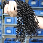 Kinky Curly Hair Weave Indian Remy Human Hair Natural Color 3 Bundles