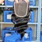 Natural Color Loose Wave Peruvian Virgin Hair Free Part Lace Closure 4x4inches 