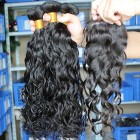 Indian Remy Hair Water Wave Middle Part Lace Closure with 3pcs Weaves