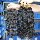 Malaysian Virgin Hair Wet Water Wave Three Part Lace Closure with 3pcs Weaves