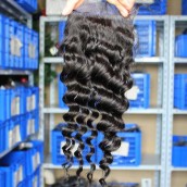 Brazilian Virgin Hair Deep Wave Free Part Lace Closure 4x4inches Natural Color