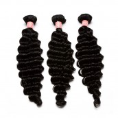 8A Natural Color Deep Wave Brazilian Virgin Human Hair Weave 3pcs Bundles