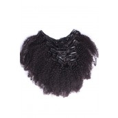 Afro Kinky Curly Mongolian Virgin Hair Clip In Human Hair Extensions Natural Color