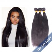 8A Natural Color Silk Straight Brazilian Virgin Human Hair Extensions Weave 3 Bundles