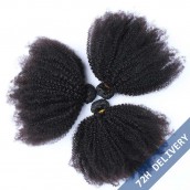 Natural Color Mongolian Afro Kinky Curly Virgin Human Hair Weave 3 Bundles