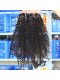 European Virgin Hair Afro Kinky Curly Three Part Lace Closure 4x4inches Natural Color