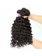 Natural Color Deep Wave Curly Peruvian Virgin Hair Lace Frontal Closure With 3Pcs Hair Weaves 