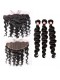 Natural Color Malaysian Virgin Hair Loose Wave Lace Frontal Closure With 3Pcs Hair Weaves 