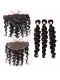Natural Color Loose Wave Brazilian Virgin Hair Lace Frontal Free Part With 3pcs Weaves 