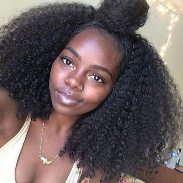 250 Density Lace Front Human Hair Wigs Brazilian Virgin Hair Afro