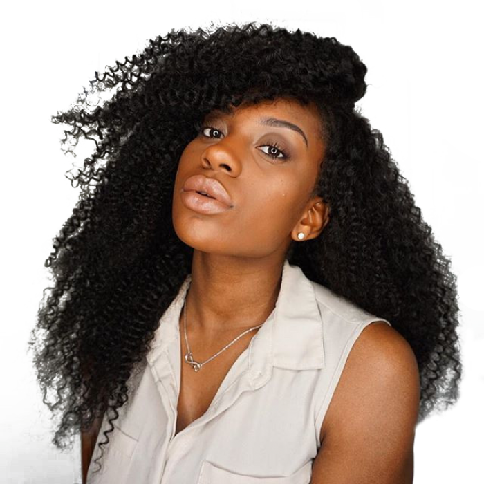 Natural Color Kinky Curly Full Lace Wigs Unprocessed Brazilian