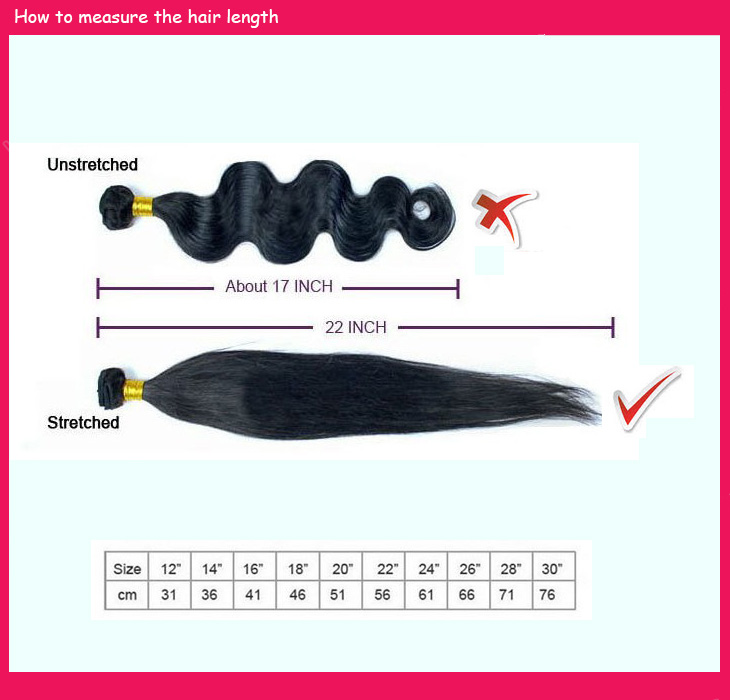 HoneyBeautyHair.com How to measure hair length on hair extensions